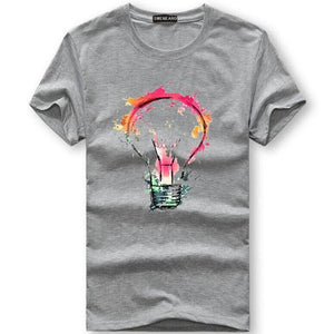 MEN'S T-SHIRTS SUMMER FASHION BULB 3D PRINT COTTON T-SHIRTS