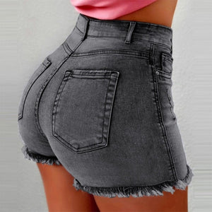 NEW SHORTS FOR WOMEN'S SUMMER BODYCON RIPPED TASSLE HIGH WAIST DENIM SHORTS