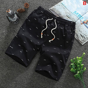 SUMMER MEN'S SHORTS CASUAL LOOSE CROPPED TROUSERS SPORTS LOOSE KNIT STRAIGHT CASUAL PANTS COTTON SHORT