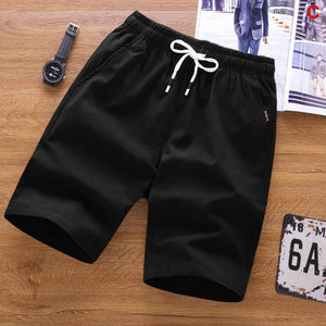 SUMMER MEN'S SHORTS CASUAL LOOSE CROPPED TROUSERS SPORTS LOOSE KNIT STRAIGHT CASUAL PANTS COTTON SHORT