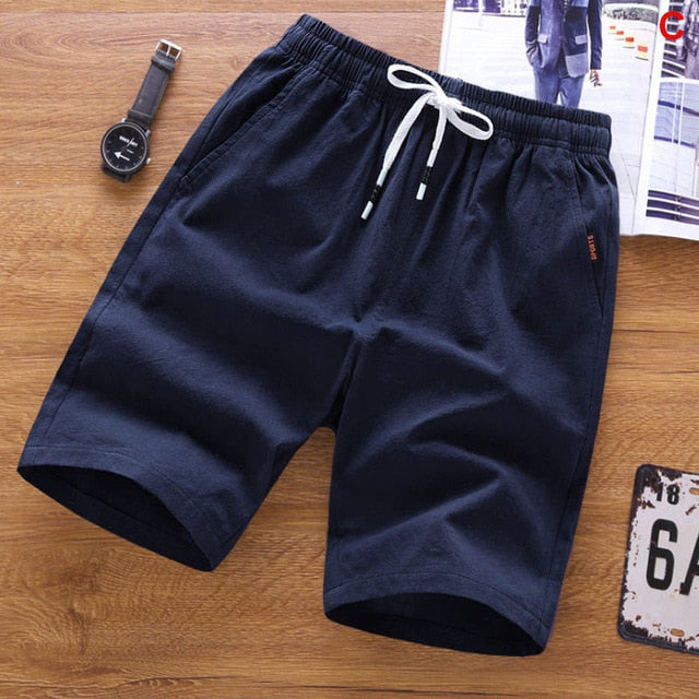 SUMMER MEN'S SHORTS CASUAL LOOSE CROPPED TROUSERS SPORTS LOOSE KNIT STRAIGHT CASUAL PANTS COTTON SHORT