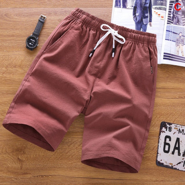 SUMMER MEN'S SHORTS CASUAL LOOSE CROPPED TROUSERS SPORTS LOOSE KNIT STRAIGHT CASUAL PANTS COTTON SHORT