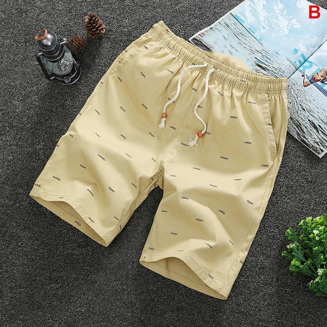 SUMMER MEN'S SHORTS CASUAL LOOSE CROPPED TROUSERS SPORTS LOOSE KNIT STRAIGHT CASUAL PANTS COTTON SHORT