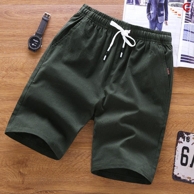 SUMMER MEN'S SHORTS CASUAL LOOSE CROPPED TROUSERS SPORTS LOOSE KNIT STRAIGHT CASUAL PANTS COTTON SHORT