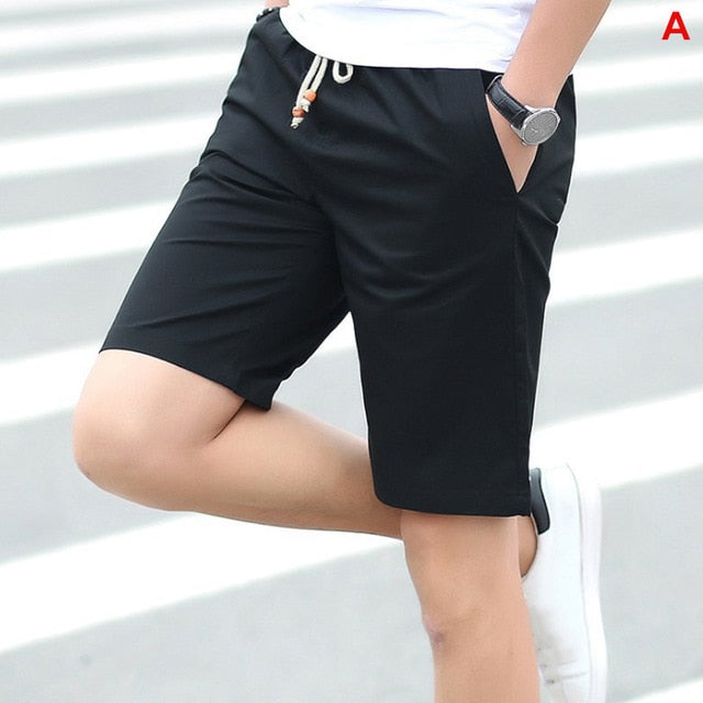 SUMMER MEN'S SHORTS CASUAL LOOSE CROPPED TROUSERS SPORTS LOOSE KNIT STRAIGHT CASUAL PANTS COTTON SHORT