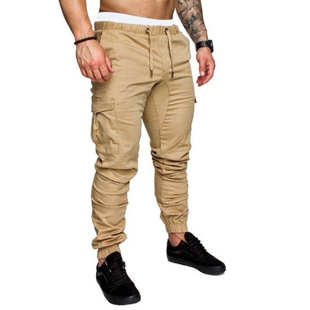 Men Casual Joggers Pants Solid Thin Cargo Sweatpants Male Multi-pocket Trousers New Mens Sportswear Hip Hop Harem Pencil Pants