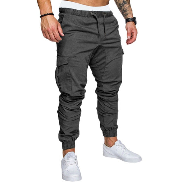 Men Casual Joggers Pants Solid Thin Cargo Sweatpants Male Multi-pocket Trousers New Mens Sportswear Hip Hop Harem Pencil Pants