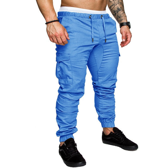 Men Casual Joggers Pants Solid Thin Cargo Sweatpants Male Multi-pocket Trousers New Mens Sportswear Hip Hop Harem Pencil Pants