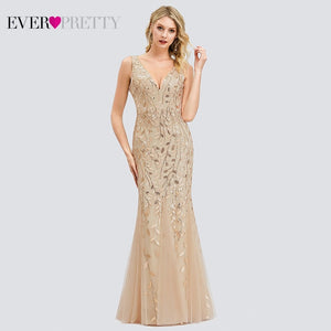 FORMAL EVENING DRESSES 2020 EVER PRETTY NEW MERMAID O-NECK SHORT SLEEVE LACE APPLIQUSE TULLE LONG PARTY GOWNS ROBE SOIREE SEXY