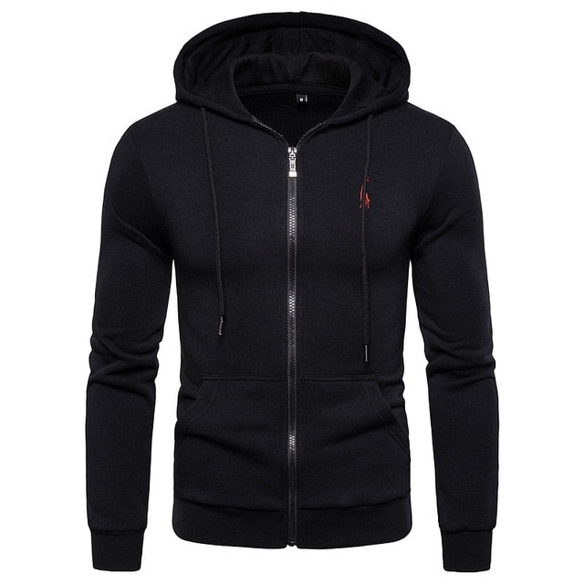 AUTUMN WINTER COTTON HOODIED MEN'S SWEATSHIRT SOLID HOODY FLEECE THICK HOODIES MEN SPORTSWEAR ZIPPER SWEATSHIRTS MEN'S