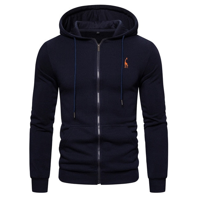 AUTUMN WINTER COTTON HOODIED MEN'S SWEATSHIRT SOLID HOODY FLEECE THICK HOODIES MEN SPORTSWEAR ZIPPER SWEATSHIRTS MEN'S