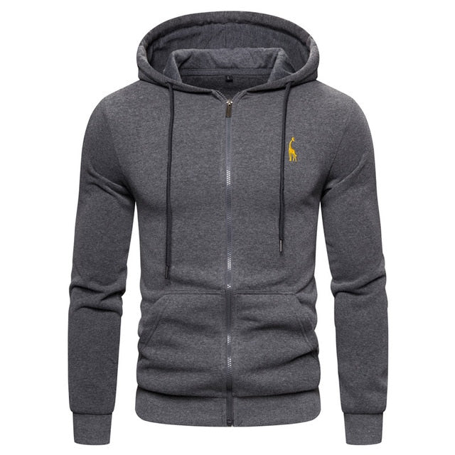 AUTUMN WINTER COTTON HOODIED MEN'S SWEATSHIRT SOLID HOODY FLEECE THICK HOODIES MEN SPORTSWEAR ZIPPER SWEATSHIRTS MEN'S