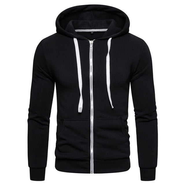 AUTUMN WINTER COTTON HOODIED MEN'S SWEATSHIRT SOLID HOODY FLEECE THICK HOODIES MEN SPORTSWEAR ZIPPER SWEATSHIRTS MEN'S