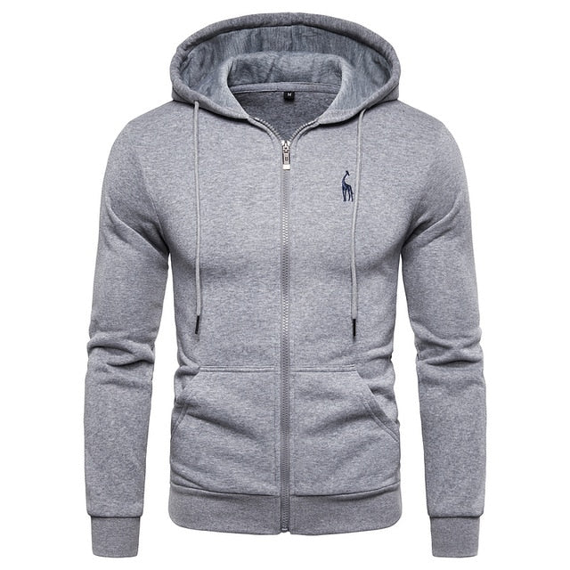 AUTUMN WINTER COTTON HOODIED MEN'S SWEATSHIRT SOLID HOODY FLEECE THICK HOODIES MEN SPORTSWEAR ZIPPER SWEATSHIRTS MEN'S