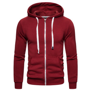 AUTUMN WINTER COTTON HOODIED MEN'S SWEATSHIRT SOLID HOODY FLEECE THICK HOODIES MEN SPORTSWEAR ZIPPER SWEATSHIRTS MEN'S