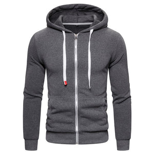 AUTUMN WINTER COTTON HOODIED MEN'S SWEATSHIRT SOLID HOODY FLEECE THICK HOODIES MEN SPORTSWEAR ZIPPER SWEATSHIRTS MEN'S