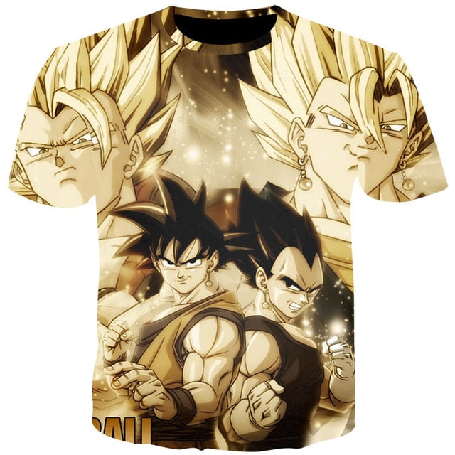 SUMMER T SHIRTS MEN  ANIME PRINT DRAGON BALL 3D T SHIRTS MEN'S STREETWEAR