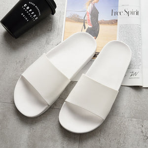 Summer Home Men Slippers Simple Black White Shoes Non-slip Bathroom Slides Flip Flops Couples Indoor Women Platform Slippers