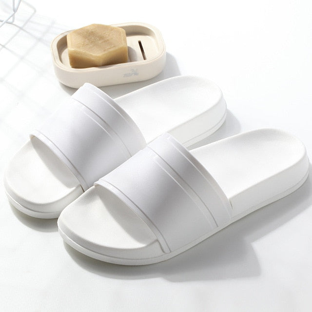 Summer Home Men Slippers Simple Black White Shoes Non-slip Bathroom Slides Flip Flops Couples Indoor Women Platform Slippers