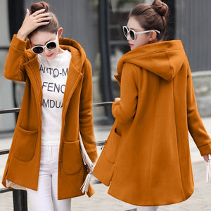 NEW AUTUMN WINTER WOMEN'S FLEECE JACKET LONG HOODED COATS OUTERWEAR WARM THICK WOMEN'S RED SLIM FIT HOODIES JACKETS