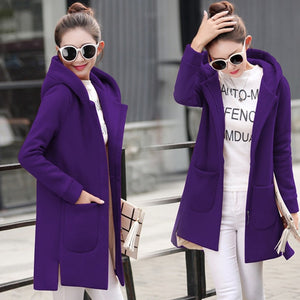 NEW AUTUMN WINTER WOMEN'S FLEECE JACKET LONG HOODED COATS OUTERWEAR WARM THICK WOMEN'S RED SLIM FIT HOODIES JACKETS