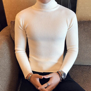 NEW MEN TURTLENECK SWEATERS AND PULLOVERS WINTER CASUAL SOLID KNITTED TURTLENECK WOOL SWEATER FASHION MEN'S