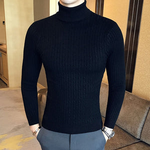 NEW MEN TURTLENECK SWEATERS AND PULLOVERS WINTER CASUAL SOLID KNITTED TURTLENECK WOOL SWEATER FASHION MEN'S