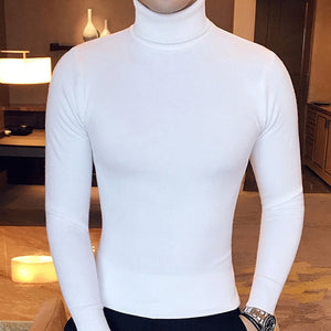 NEW MEN TURTLENECK SWEATERS AND PULLOVERS WINTER CASUAL SOLID KNITTED TURTLENECK WOOL SWEATER FASHION MEN'S