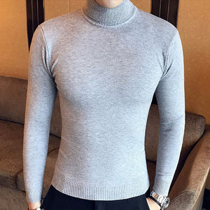 NEW MEN TURTLENECK SWEATERS AND PULLOVERS WINTER CASUAL SOLID KNITTED TURTLENECK WOOL SWEATER FASHION MEN'S